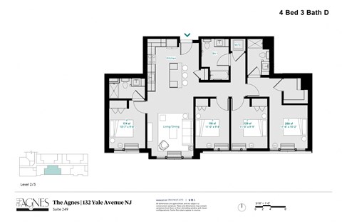 Floor plan for 1 bed, 1 bath, 268 sqft